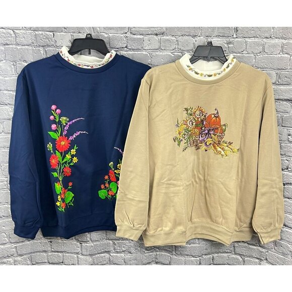 Blair Tops - Vintage Blair Sweatshirts Size 2XL Mock neck Floral Fall 90s NEW